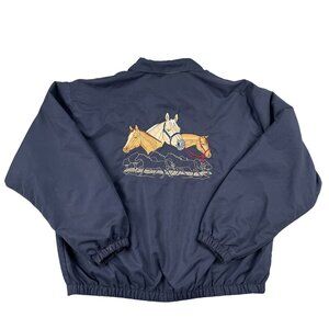VTG Cumberland Bay Embroidered Horse Equestrian Zip Windbreaker Sz XL